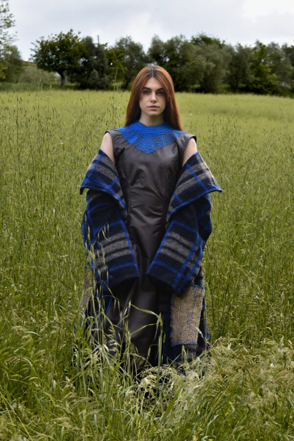 Abita lungo in nylon cerato marrone cioccolato