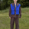 Gilet stile pescatore in felpa garzata blu